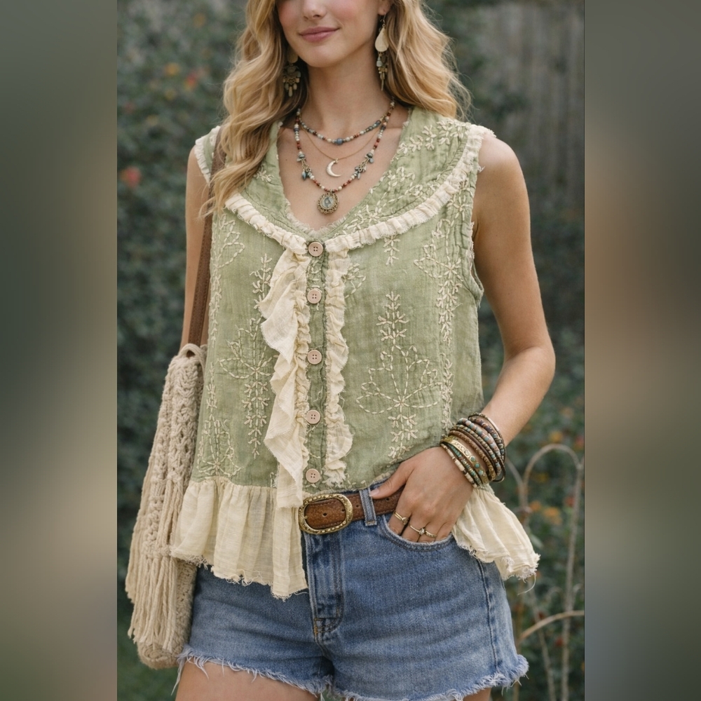 #1471 A Rare Bird Embroidered Prairie Vest